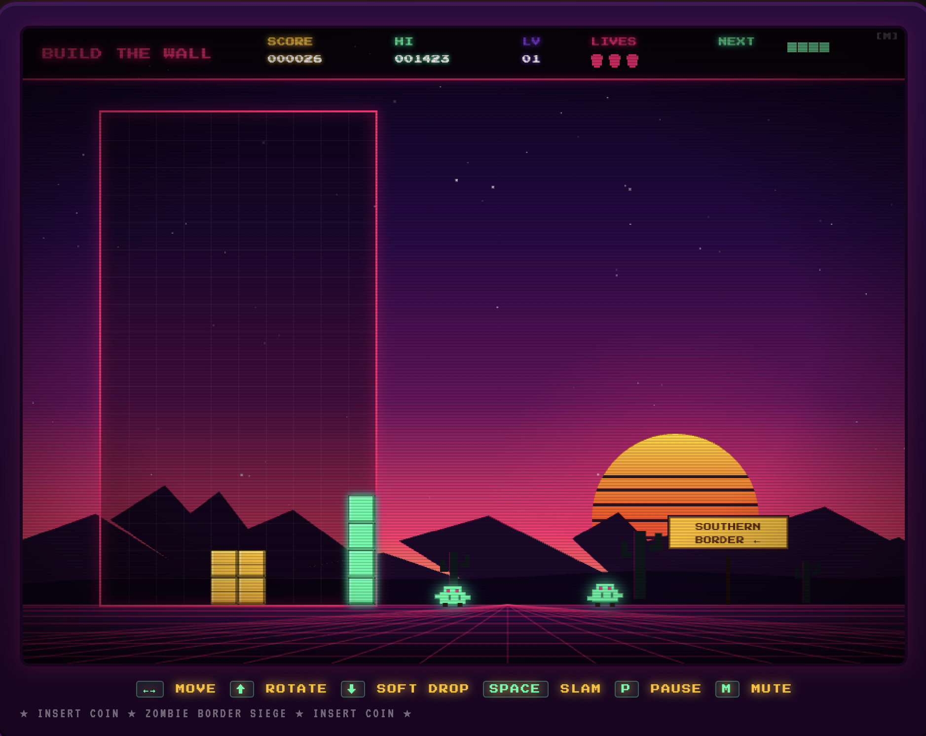 Neon blocks in Build the Wall