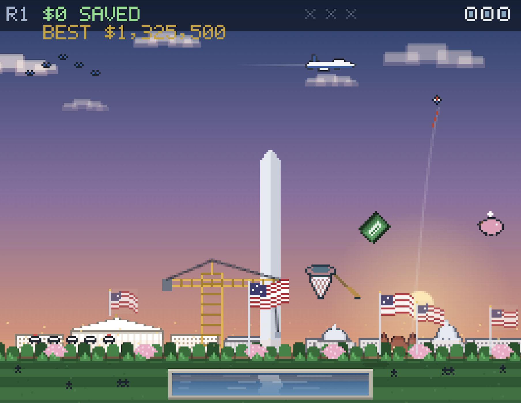 Pixel savings game on the National Mall